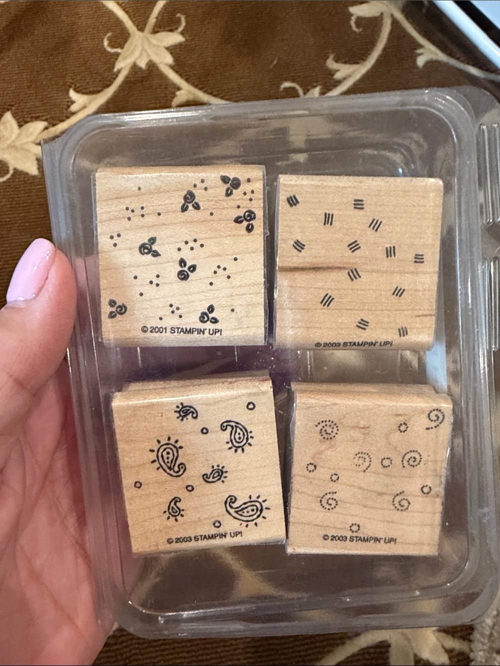 Stampin' Up! Wooden Rubber Stamp Set - Natural Wood with Black Impressions